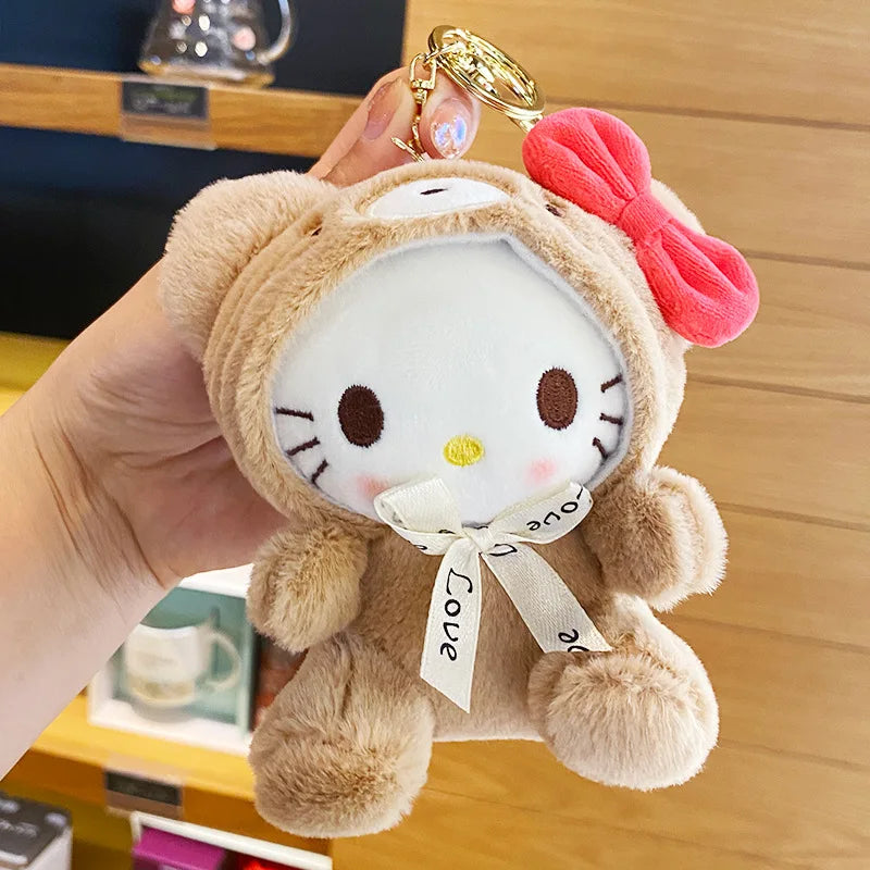 Plush Toy Kawali Hello Kitty Kuromi My Melody Soft Stuffed Keychain Cinnamoroll Bag Pendant Stuffed Doll Girl Kid Gift