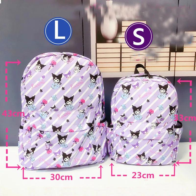 Kuromi hello kitty New Cute Backpack Large Capacity Student Schoolbag Shoulder Bag Girls Handbag Trip Storage Bag