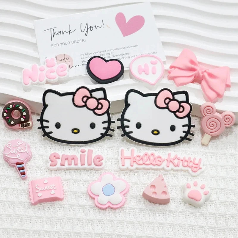 Pink Hello Kitty Charming Shoe Accessories Cute Cartoon Characters Detachable Shoe Buckles New Sandals Decoration Gift