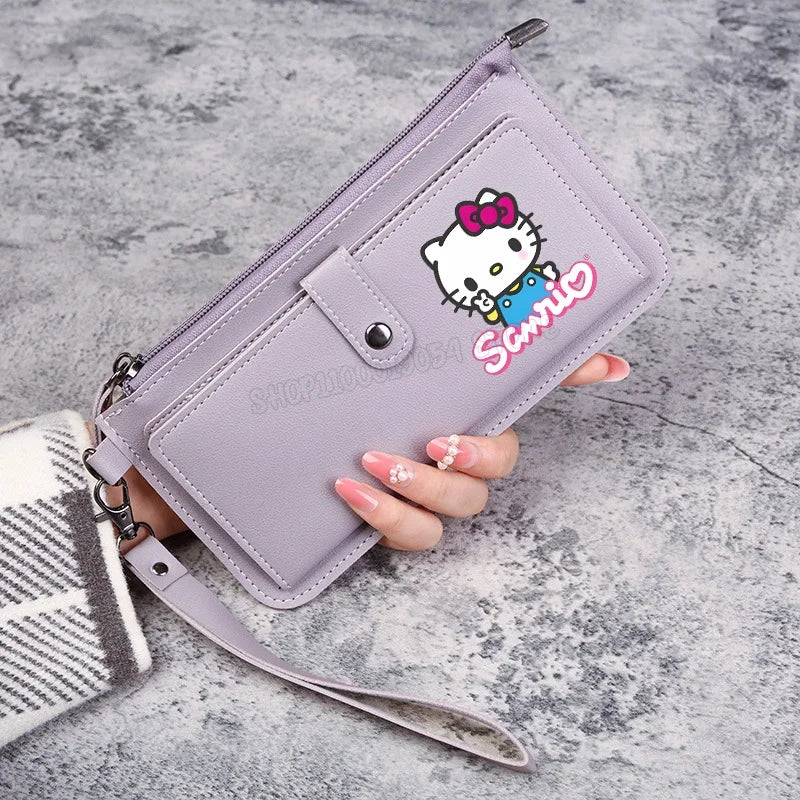 Hello Kitty Women Wallets PU Leather Female Purse Multi-Cards Holder Coin Foldable Wallet Zipper Billfold Hipster Credit Gift