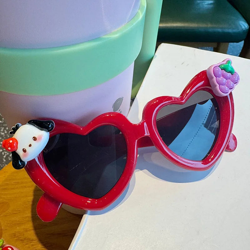 Hello Kitty Cinnamoroll Sunglasses Kawaii Hello Kitty Prop Glasses Cute Cartoon Heart Princess Sunglasses Children's Gift