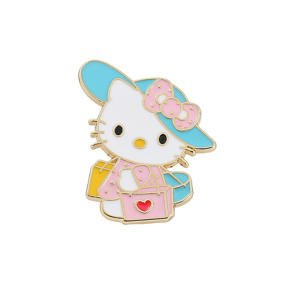 Anime Kitty Cat Enamel Brooch for Backpack Accessories Cute Kuromi Pochacco Metal Button Pins Jacket Badge Jewelry Accessories