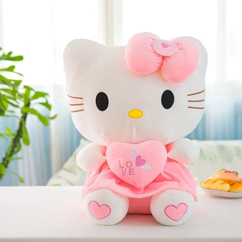 55cm Anime Kawaii Hello Kitty Plush Toy Pink Bowknot Dress Peluche Doll Cute Decorate Pillow Children Birthday Xmas Gifts