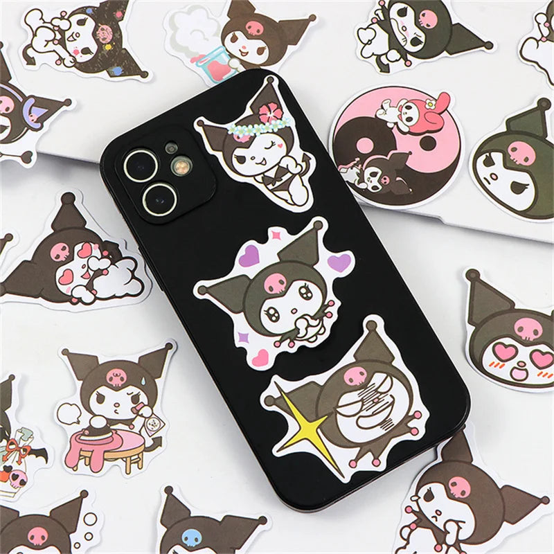 50/100Pcs Sticker Kawaii Hello Kitty Kuromi Melody Cinnamoroll Laptop Skin DIY Diary Stationery Stickers Kids Toys Gifts