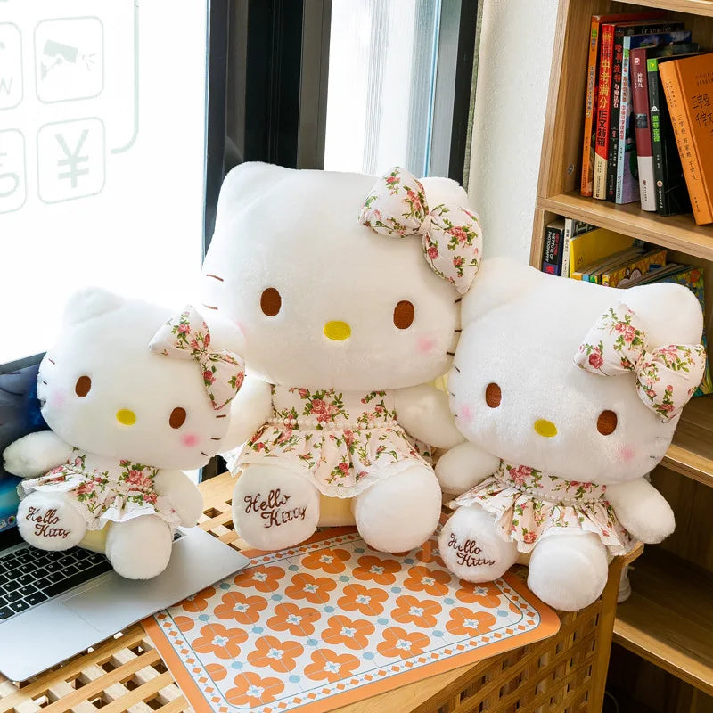 Plush Toys Hello Kitty Cat Cartoon Cute Pillow Girlfriend Gift Flower Dress Children's Birthday Gift Decoration Doll