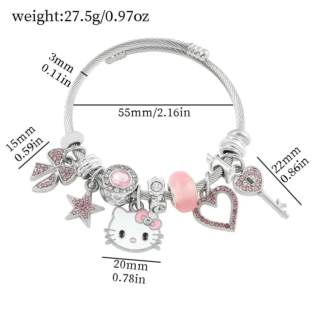 Sanrio Kuromi Pandora Bracelet Cartoon Anime Cute Bead String Fashion Charm Jewelry Halloween Bracelet Girl&Child Holiday Gifts