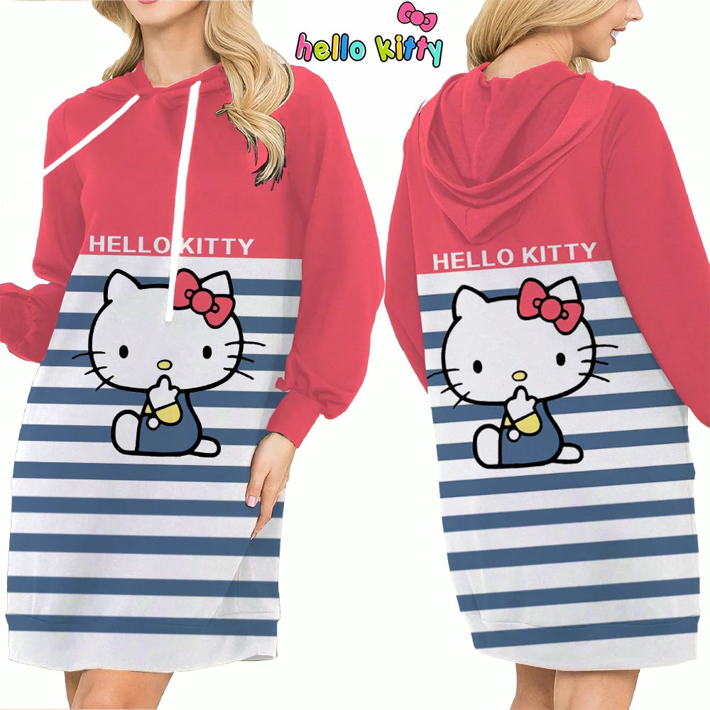 Hello Kitty Top Y2k Clothes S-3XL Kawaii 2025 Lovely Autumn/winter Sweatshirts Women's Hoodie Dress Anime Streetwear Hoody Woman