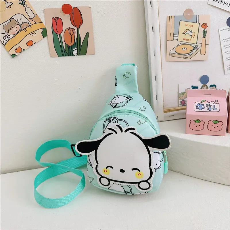 Kawaii Hello Kitty Chest Bag Crossbody Bags Kuromi My Melody Cinnamoroll Messenger Shoulder Handbag for Women Toys Girls