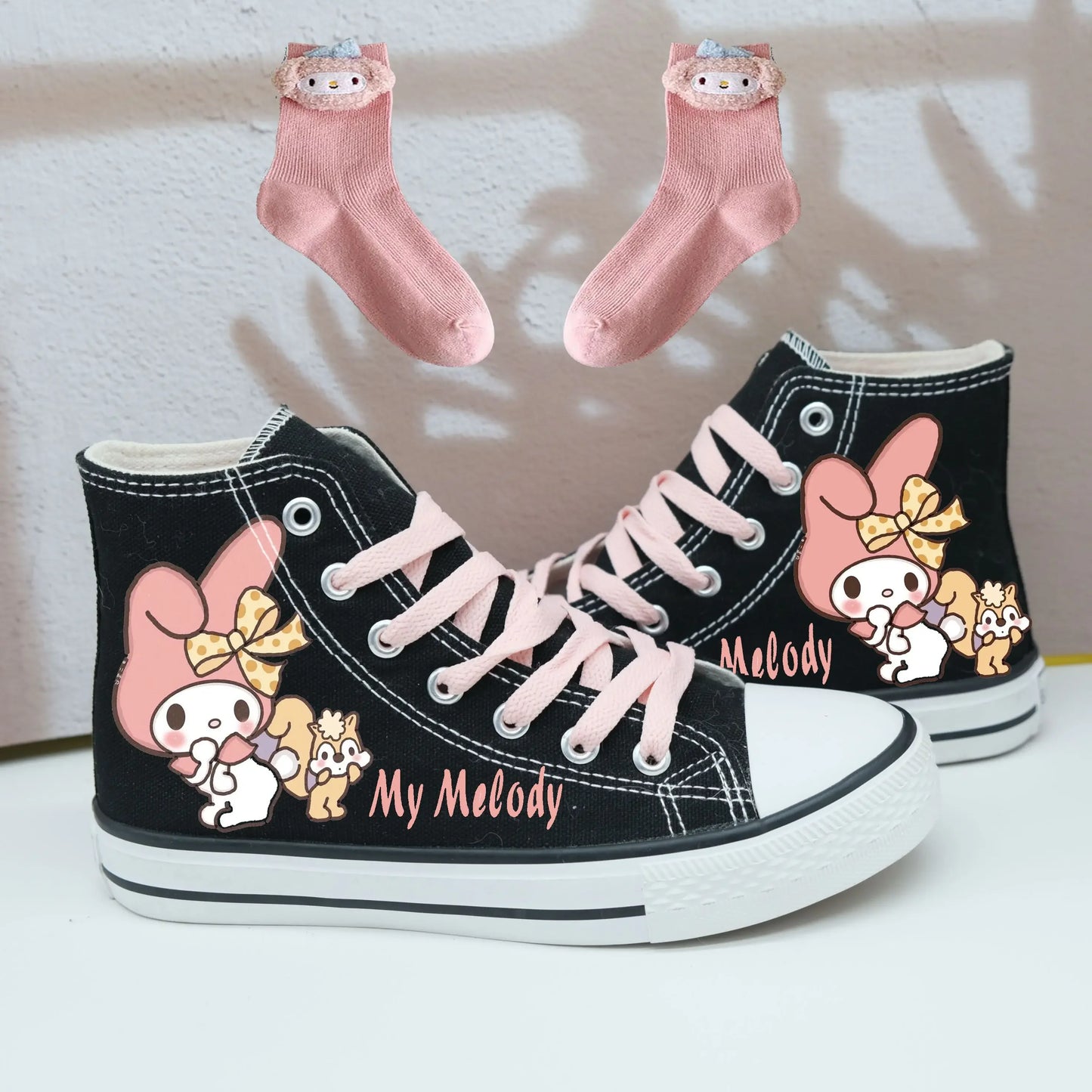 Original Kuromi High Top Canvas Shoes Rubber Non-slip Canvas Shoes Kawaii Student Japanese Girl Cute Cartoon Sneakers