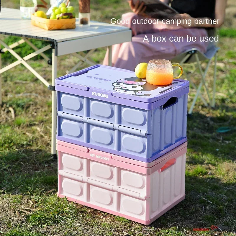 Sanrio Kawaii Anime Hello Kitty Car Trunk Storage Box Cute Outdoor Camping Portable Glove Box Foldable Car Storage Box Kids