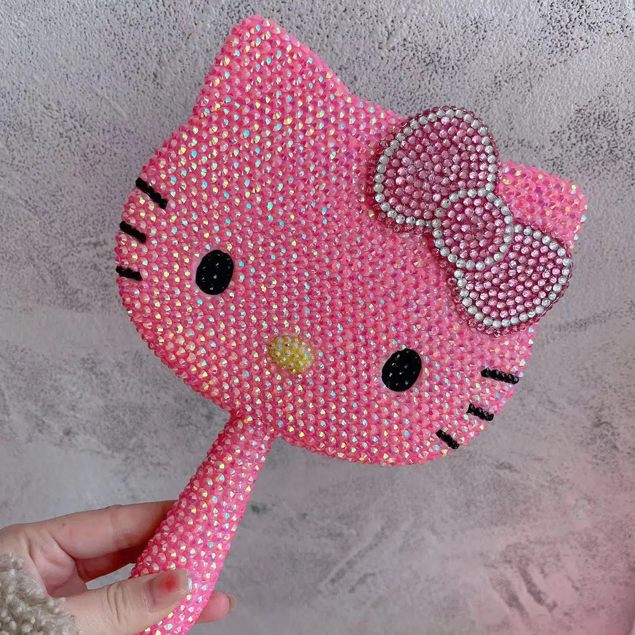 Hello Kitty Vanity Mirror Cartoon Shiny Rhinestones Beauty Handheld Mirror Diamond Pink Girls Flip Girl Gift