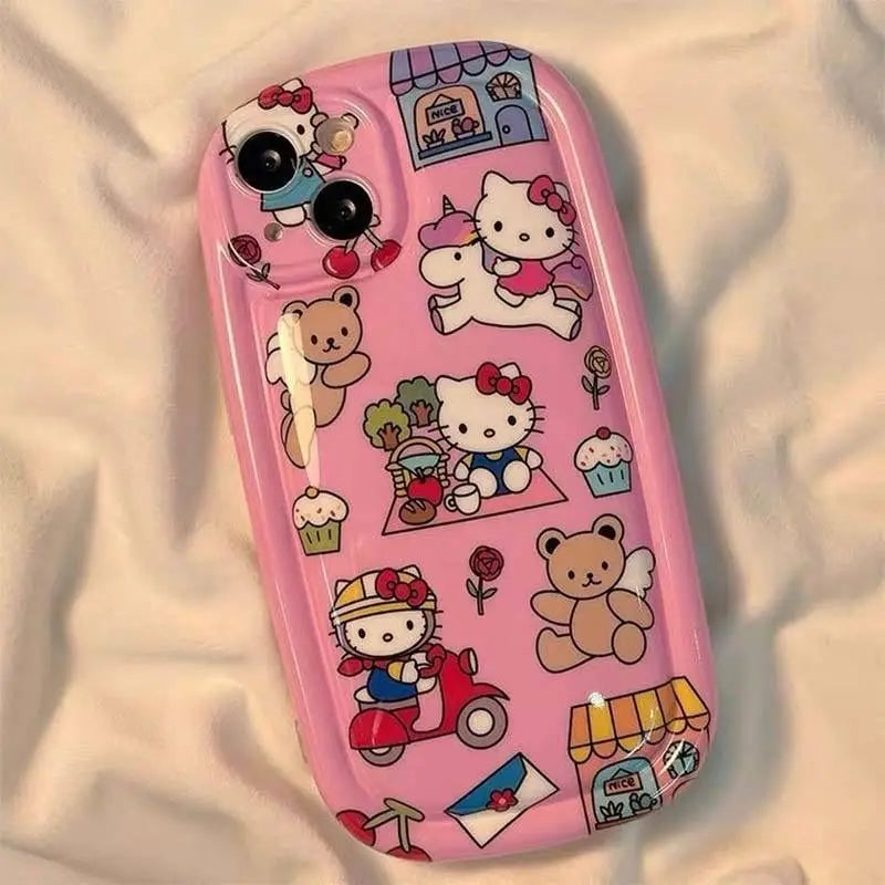 Kawaii Hello Kitty Cute Cartoon Phone Case For iPhone 15 14 13 12 11 Pro Max X XR XS 6 7 8 Plus Soft Silicone Transparent Cover