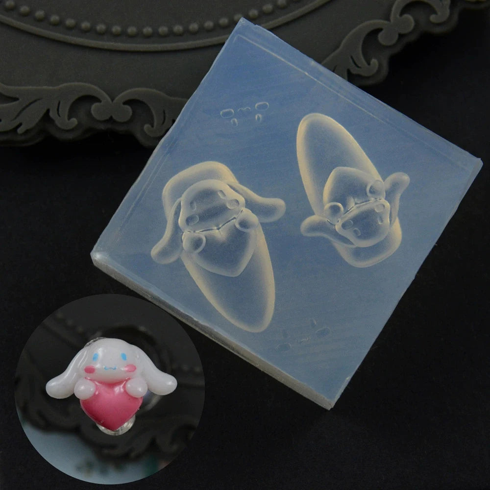 Kawaii cartoon Sanrio Hello Kitty Mymelody Kuromi Nail Art Mold Rabbit bear Lion DIY Design Silicone Nails Mold Manicure Tool