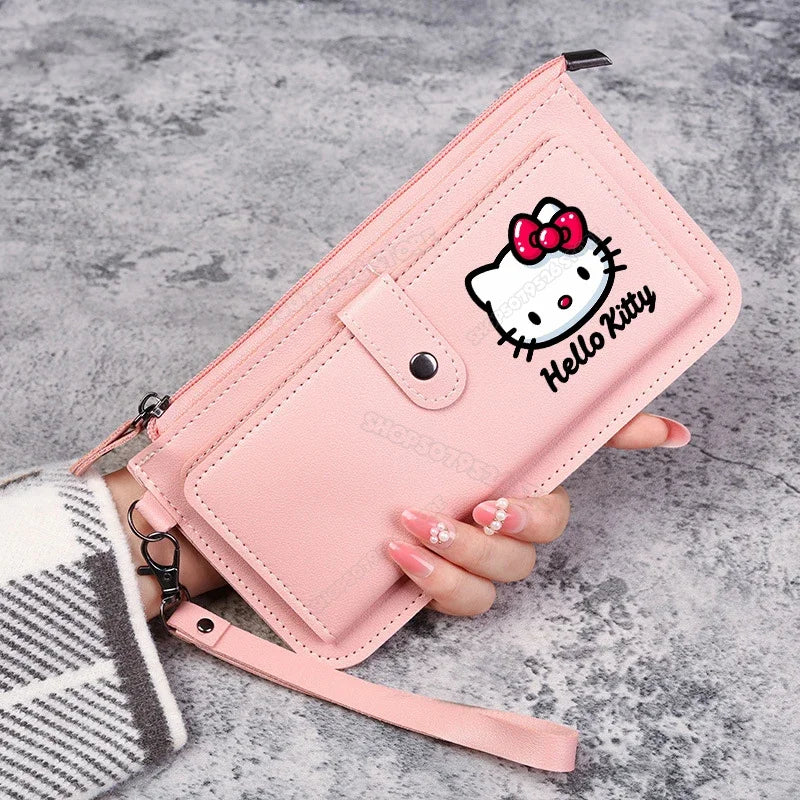 Hello Kitty Kuromi Women Wallets PU Leather Female Purse Multi-Cards Holder Coin Foldable Wallet Zipper Billfold Hipster Credit