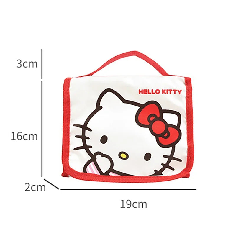 Sanrio Folding Makeup Bag Hello Kitty Large Capacity Cartoon Pencil Case Cute Travel Kuromi Portable Cosmetics Brush Storage Bag