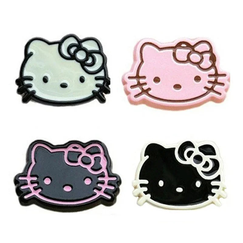 5pcs Cute Black Pink Hellokitty Cat Bow Fish Acrylic DIY Jewelry Accessories Mobile Phone Case Hole Shoes Patch Hairpin Material