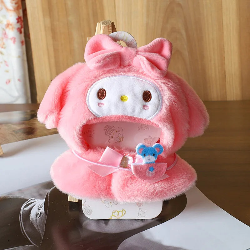 Anime Sanrio Hello Kitty Doll Clothing Pendant Kawaii Cinnamoroll Kuromi Plush Cape Key Bag Chain Decoration Children Gifts