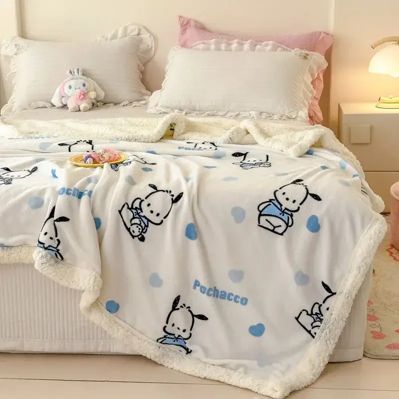 Cinnamoroll My Melody Anime Ins Milk Fleece Blanket Cute Hello Kitty Kawaii Warm Nap Sofa Cover Gifts for Kids