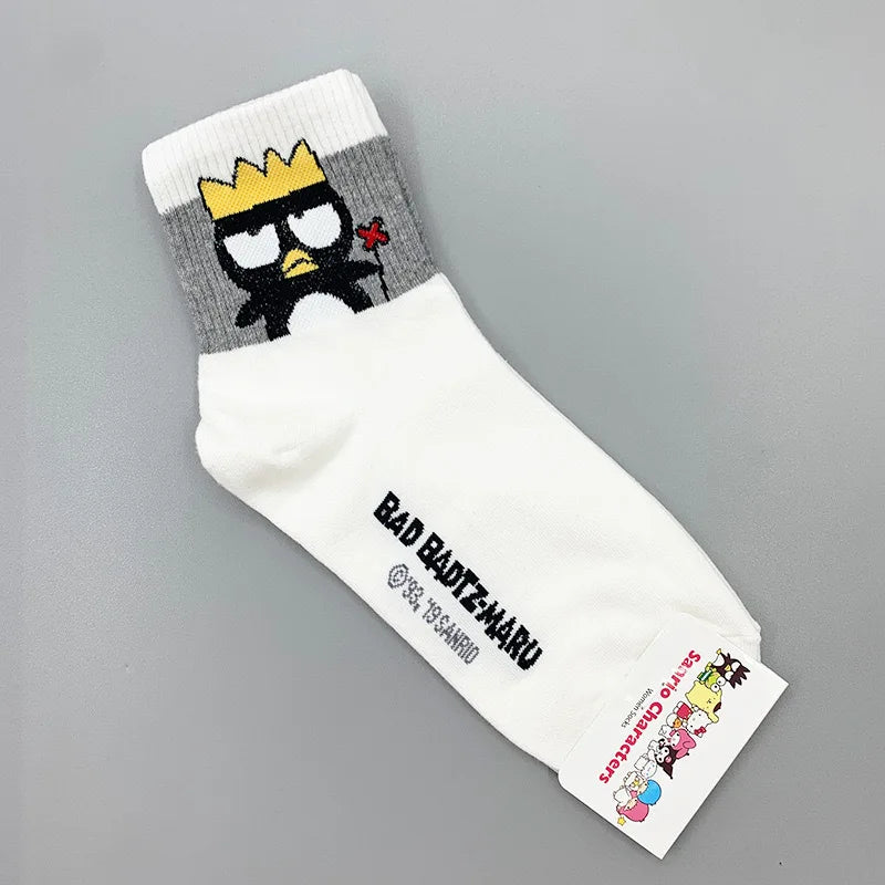 Women Hello Kitty Kuromi MyMelody Cute Cotton Blend Ankle Socks Set Kawaii Soft Autumn Winter Warm Mid-Tube Sock One Size