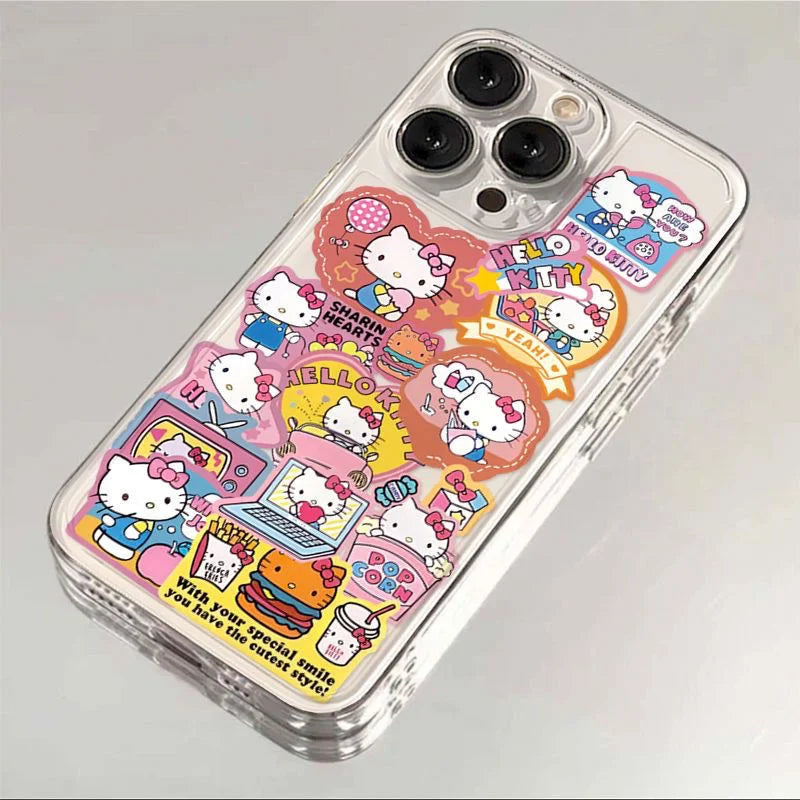 Hello Kitty Smile Clear Phone Case For iPhone 16 15 14 Pro Max 11 12 13 Pro XR XS MAX Y2K 7 8 Plus Lovely Anti Fall Cover