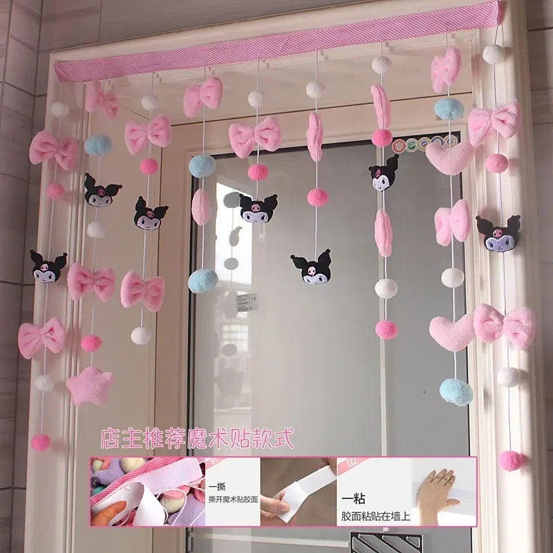 Hello Kitty KuromiMy melody Pompom Purin Door Curtain Cute Bathroom Bedroom Curtain Accessories Home Furnishings