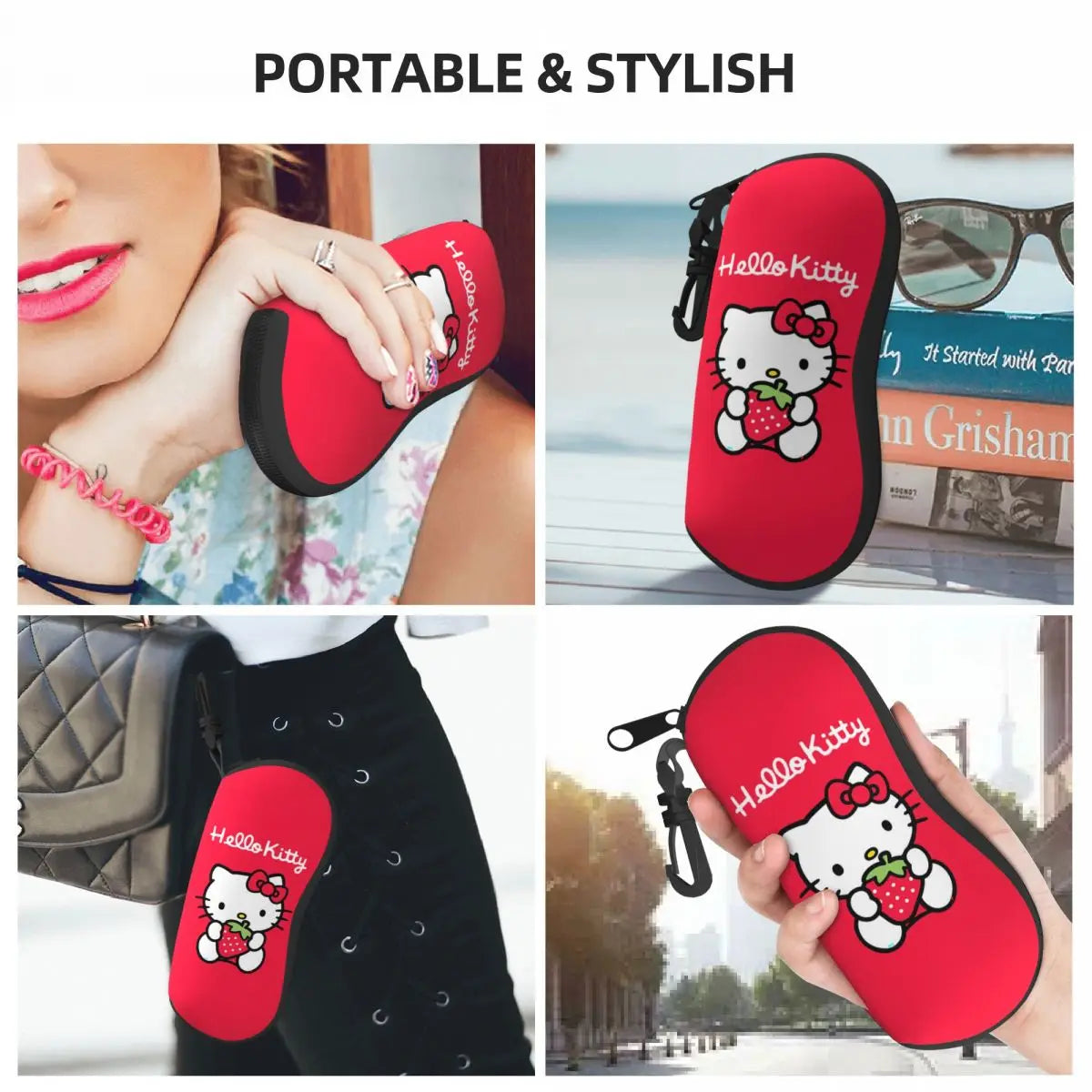 Hello Kitty Cute Cat Strawberry Glasses Case Girl Boy Travel cartoon cats Glasses Storage Box Cute Sunglasses Box