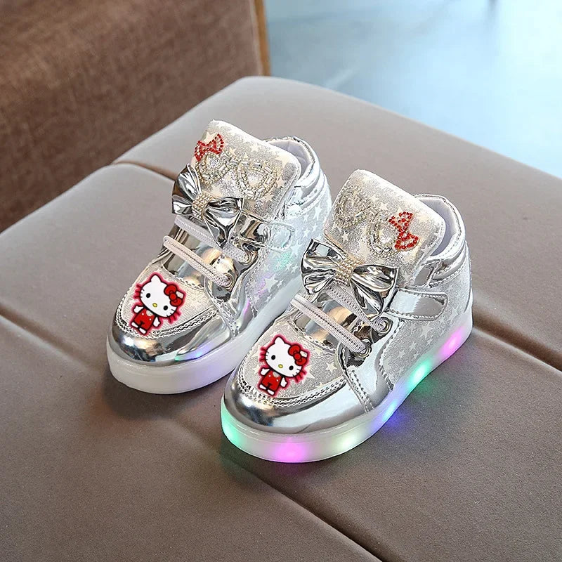 2025 spring autumn new Hello Kitty flashing lights girls casual shoes LED Melody sneakers boys girls shoes sneakers