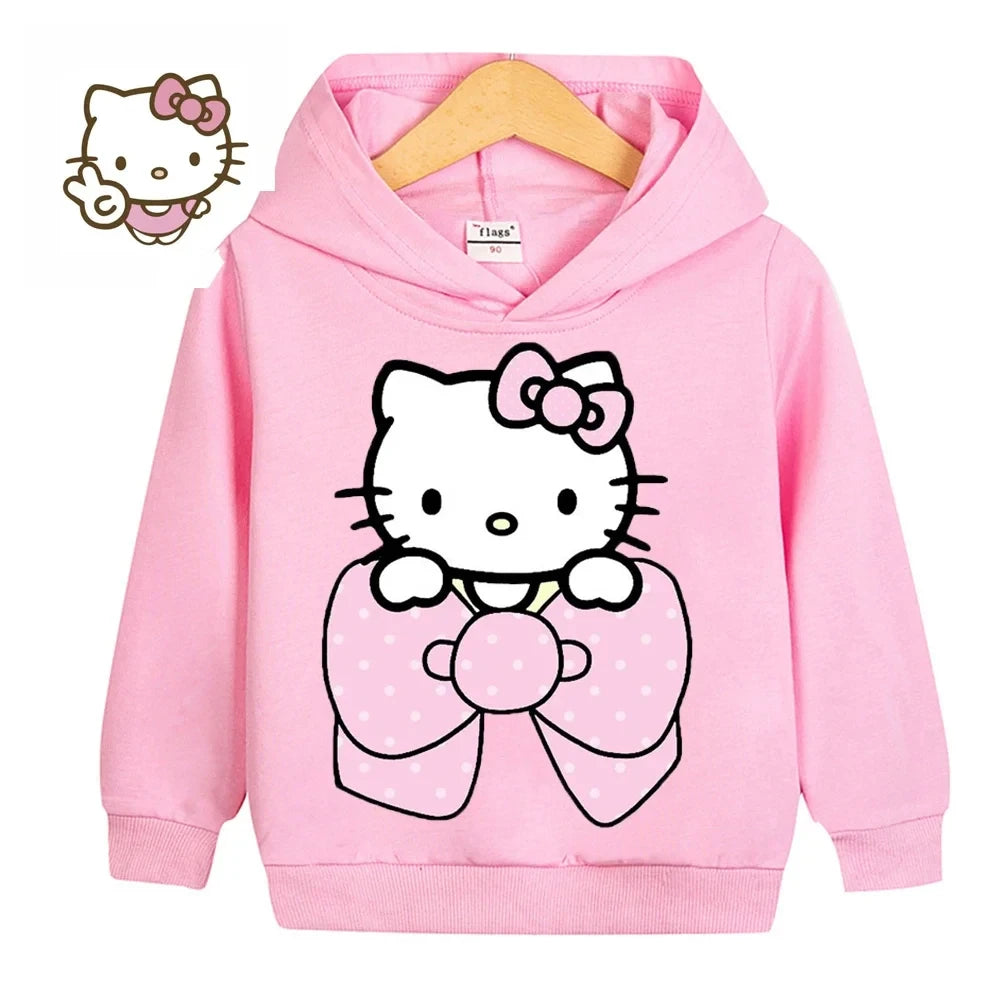 Kawaii Hello Kitty Hoodie Kids Clothes Girls Clothing Fashion Baby Boys Clothes Autumn Warm Sweatshirt Children Tops