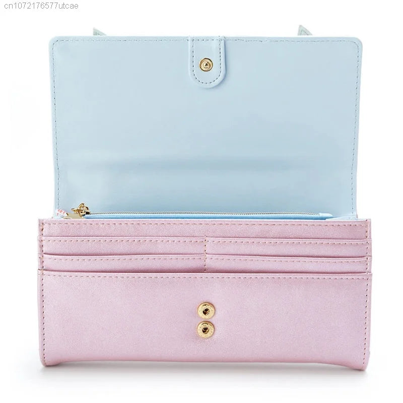 Hello Kitty PU Leather Long Wallets For Women Y2k Fashion Zipper Luxury Money Clips Elegant Clutches New Cartoon Handbag