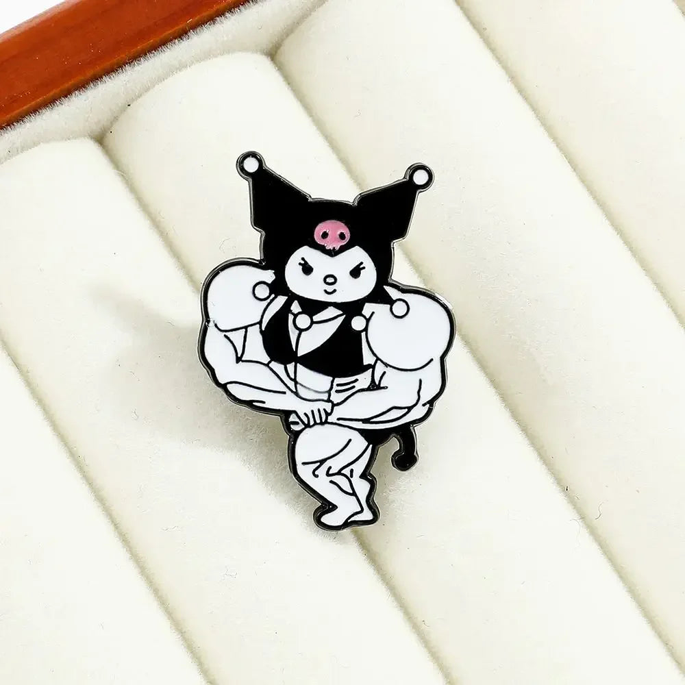 Kuromi brooch cute cartoon muscle my melody and hello kitty bodybuilding king kong barbie kawaii jewelry