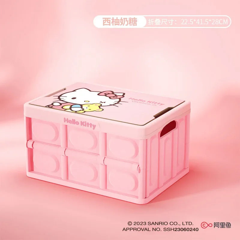 Sanrio Kawaii Anime Hello Kitty Car Trunk Storage Box Cute Outdoor Camping Portable Glove Box Foldable Car Storage Box Kids