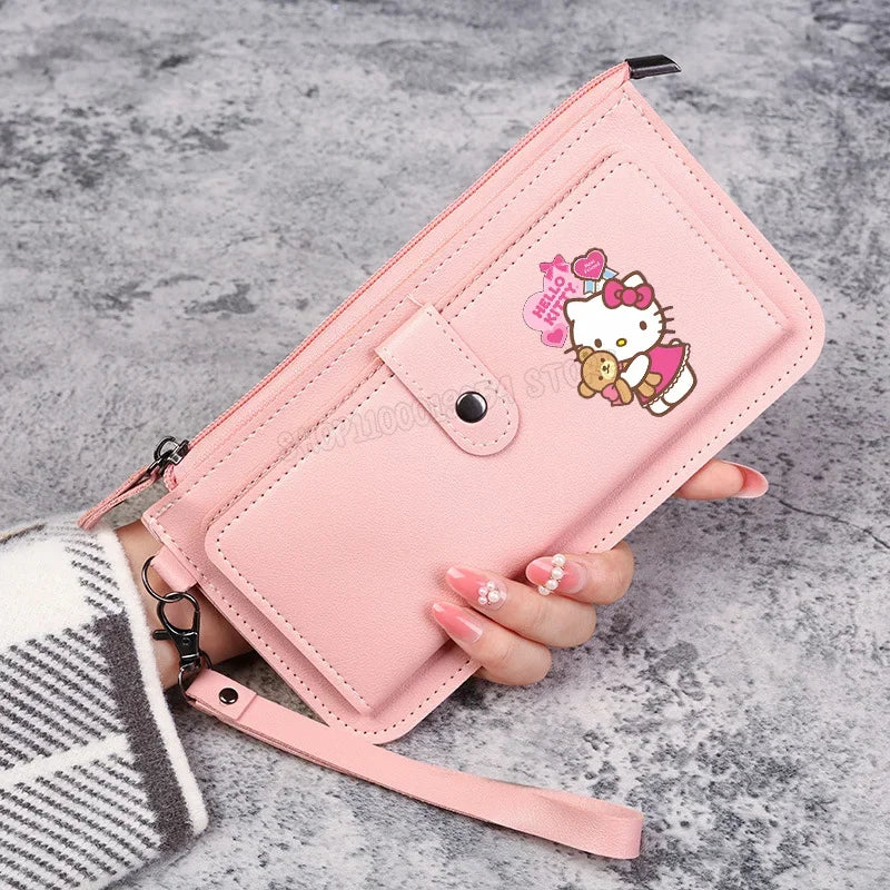 Hello Kitty Women Wallets PU Leather Female Purse Multi-Cards Holder Coin Foldable Wallet Zipper Billfold Hipster Credit Gift