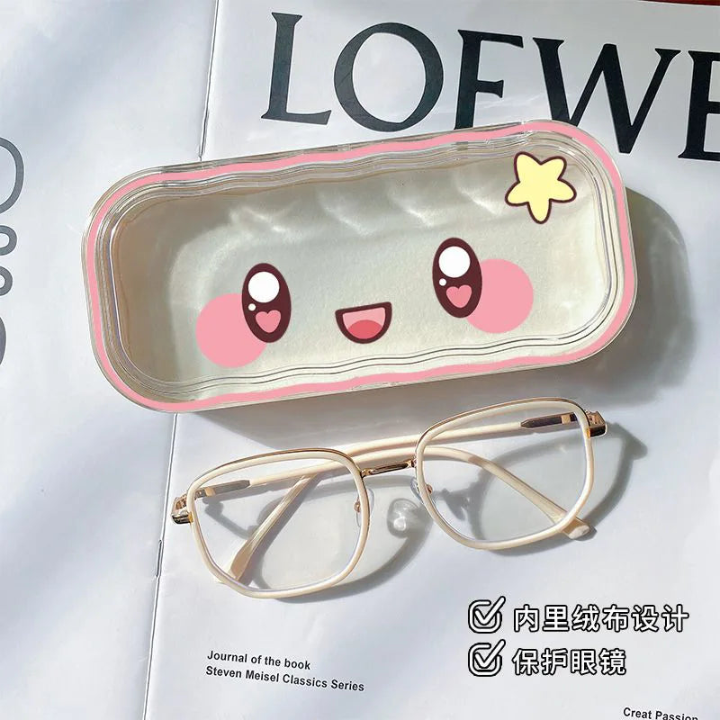 Hello Kitty Glasses Case Kuromi Storage Box Anime Kawaii Cartoon Transparent Wave Sunglasses Protective Case Gifts