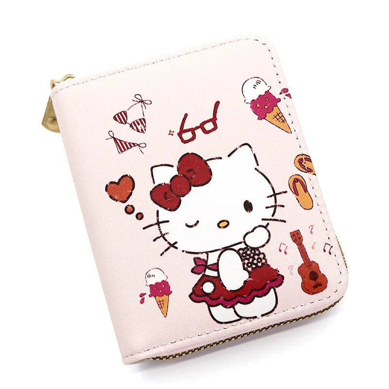 Children's Kawaii Cartoon Hello Kitty Coin Wallet Cute Cartoon Folding PU Leather Bag Girl Zero Wallet Female Walle Gifts