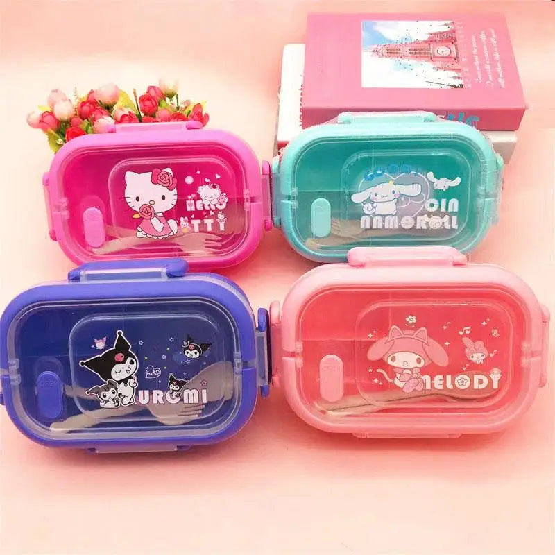 1200Ml Kawaii Hello Kitty Lunch Box Kuromi My Melody Cinnamoroll Student Cute Portable Large Capacity Bento Box Tableware