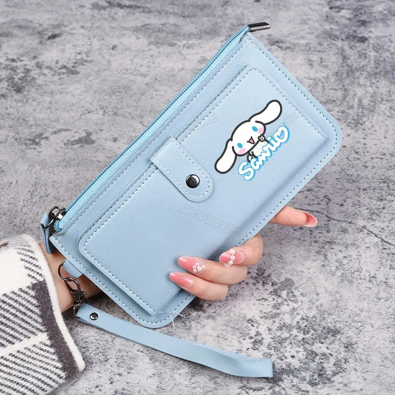 Hello Kitty Kuromi Women Wallets PU Leather Female Purse Multi-Cards Holder Coin Foldable Wallet Zipper Billfold Hipster Credit