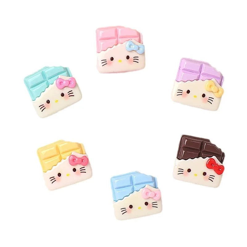 5PCS Cartoon DIY Resin Accessories Cookies Kittens Resin Flatback for Jewelry Making hello kitty Diy Scrambooking Embellishments