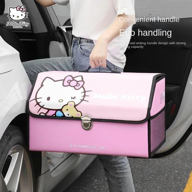 Sanrio Kawaii Hello Kitty Car Trunk Storage Box Anime Cartoon Lovely Fashion Exquisite Creative Waterproof Universal Storage Box