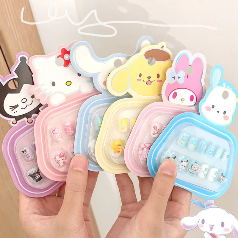 Cartoon Kids Nail Sticker Cute Hello Kitty Cinnamoroll Kuromi Children Self Adhesive Nail Patch Accessories Girl Toy Gift