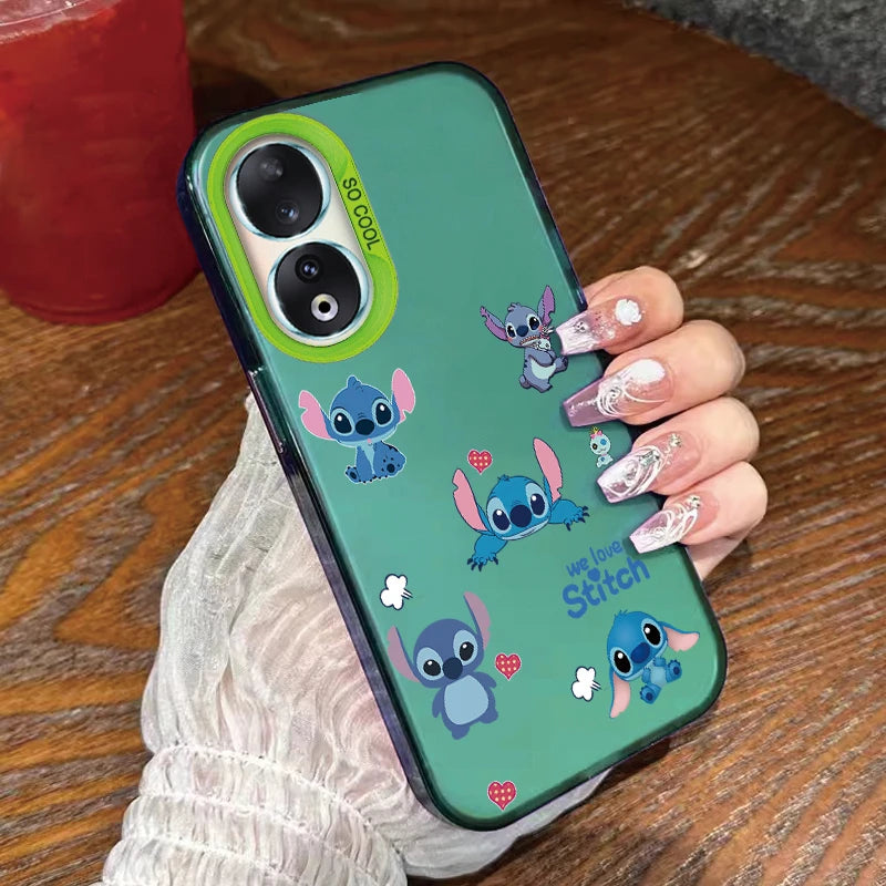 For Honor 90 Phone Case Lilo Stitch Big Eye Cute Cartoon Lovely Cover Matte Laser Coque For Honor 90 Fundas Honor90 Bumper