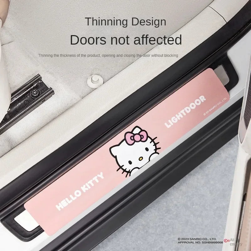 Kawaii Sanrio Car Door Sill Protection Strip Anti-Pedal Wear-Resistant Pu Cartoon Hello Kitty Cute Car Decoration Accessories