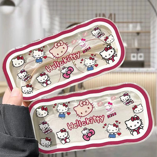 New Cartoon Anime Hello Kitty Kuromi Melody Glasses Case Kawaii Fashion Simple Portable Anti-fall Sunglasses Storage Box