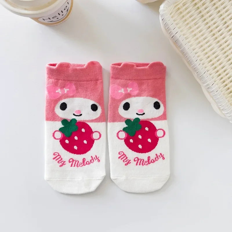 Hello Kitty Cartoon Women's Socks Cute Animal Socks Spring Summer Fall Boat Socks Fashion Everything with Preppy Look