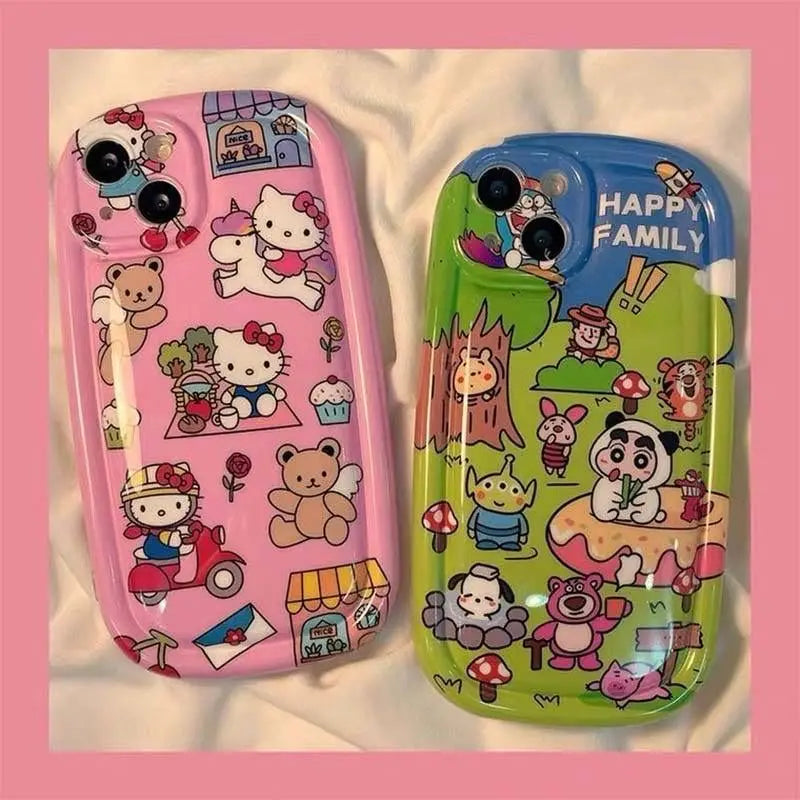 Kawaii Hello Kitty Cute Cartoon Phone Case For iPhone 15 14 13 12 11 Pro Max X XR XS 6 7 8 Plus Soft Silicone Transparent Cover