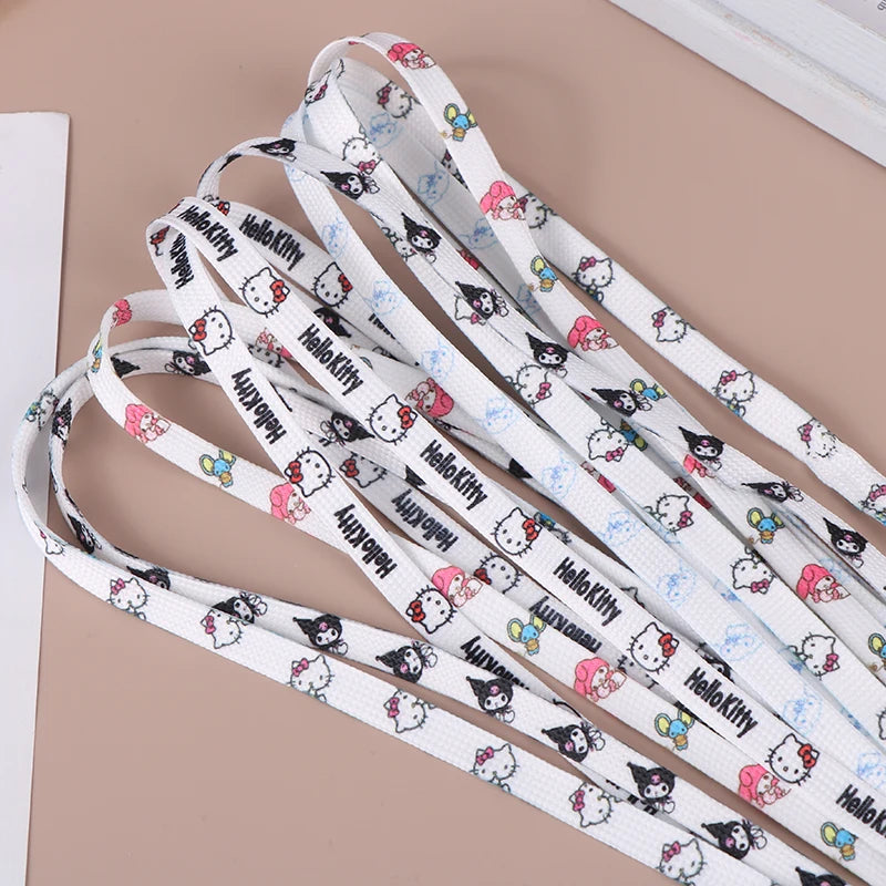 New 120Cm/150Cm 1Pair Flat Shoelaces Kuromi Hello Kitty No Elasticity Sneakers Laces Casual Thicken Shoes Accessories