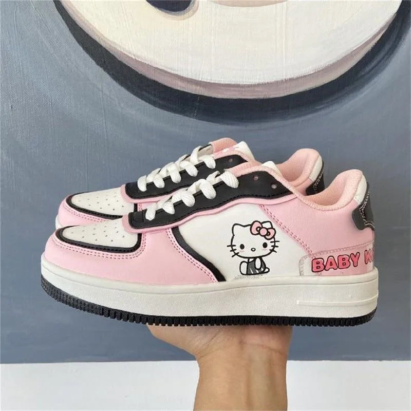 Hello Kitty Kuromi Kawaii Women's Shoes Fashion Breathable Sneaker Leather Cartoon Cute Female Sneakers