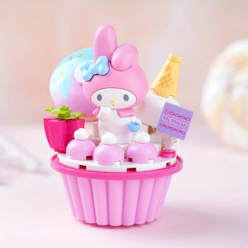 Kuromi Hellokitty Blocks Original Series Cartoon Cake Assembly Building Block Toys Cinnamoroll My Melody Girls Collection