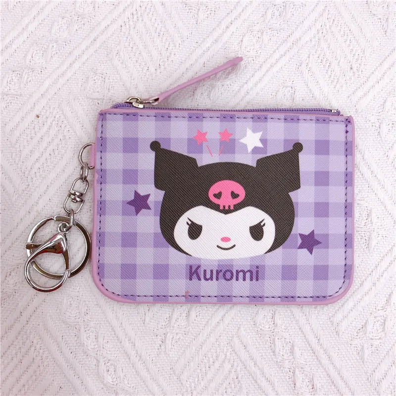 Kawaii Hello Kitty Wallet Melody Kuromi Cinnamoroll Coin Purse Women Anime Children Pu Card Holder Girls Christmas Gifts