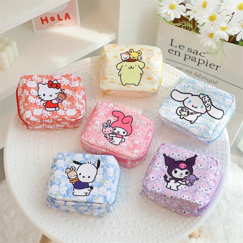 Hello Kitty Coin Purse Cute Anime Cartoon Kuromi Fashion Sanitary Napkin Bag Charm Bluetooth Earphone Bag Girl & Child Gift