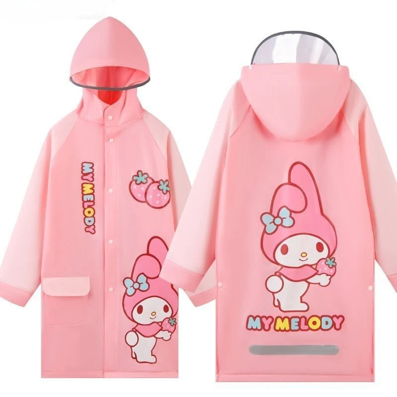 Creative Hello Kitty My melody Kuromi Cinnamoroll children's raincoat rainproof big children waterproof full-body poncho